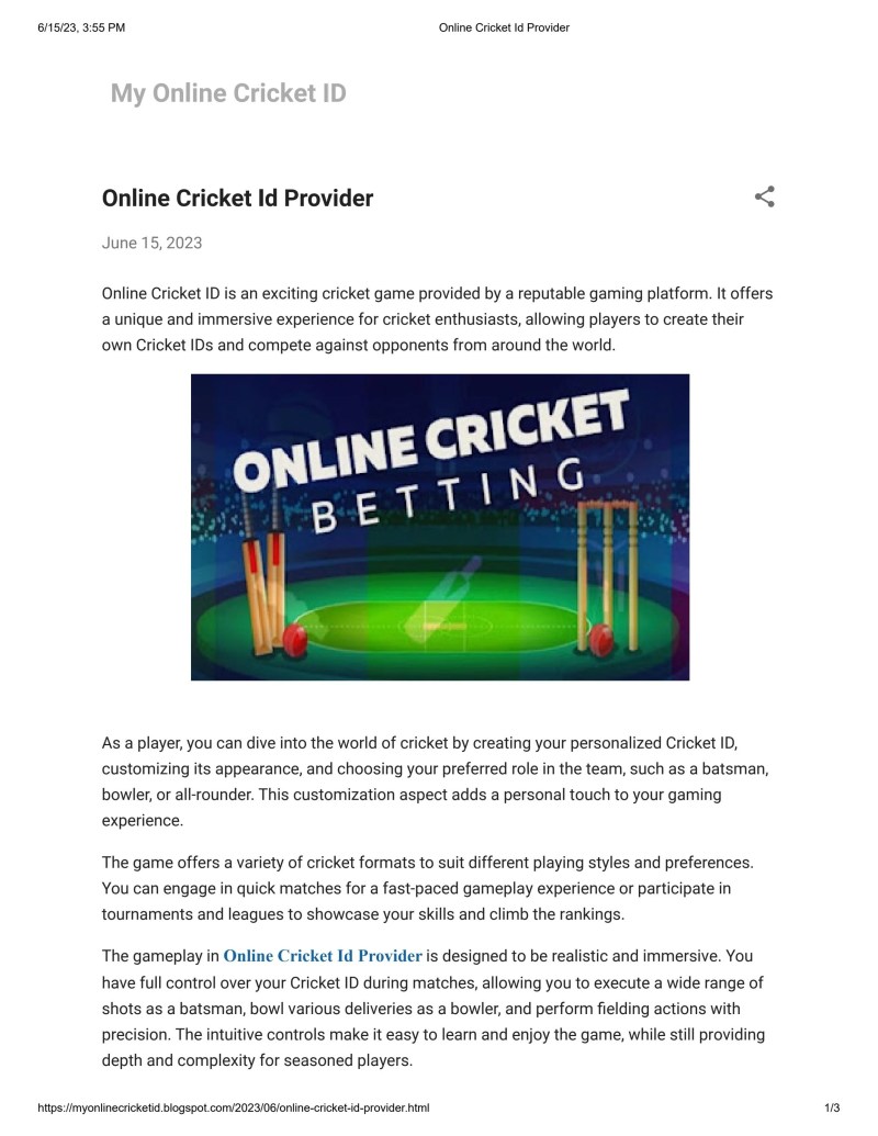 Cricket Id Online